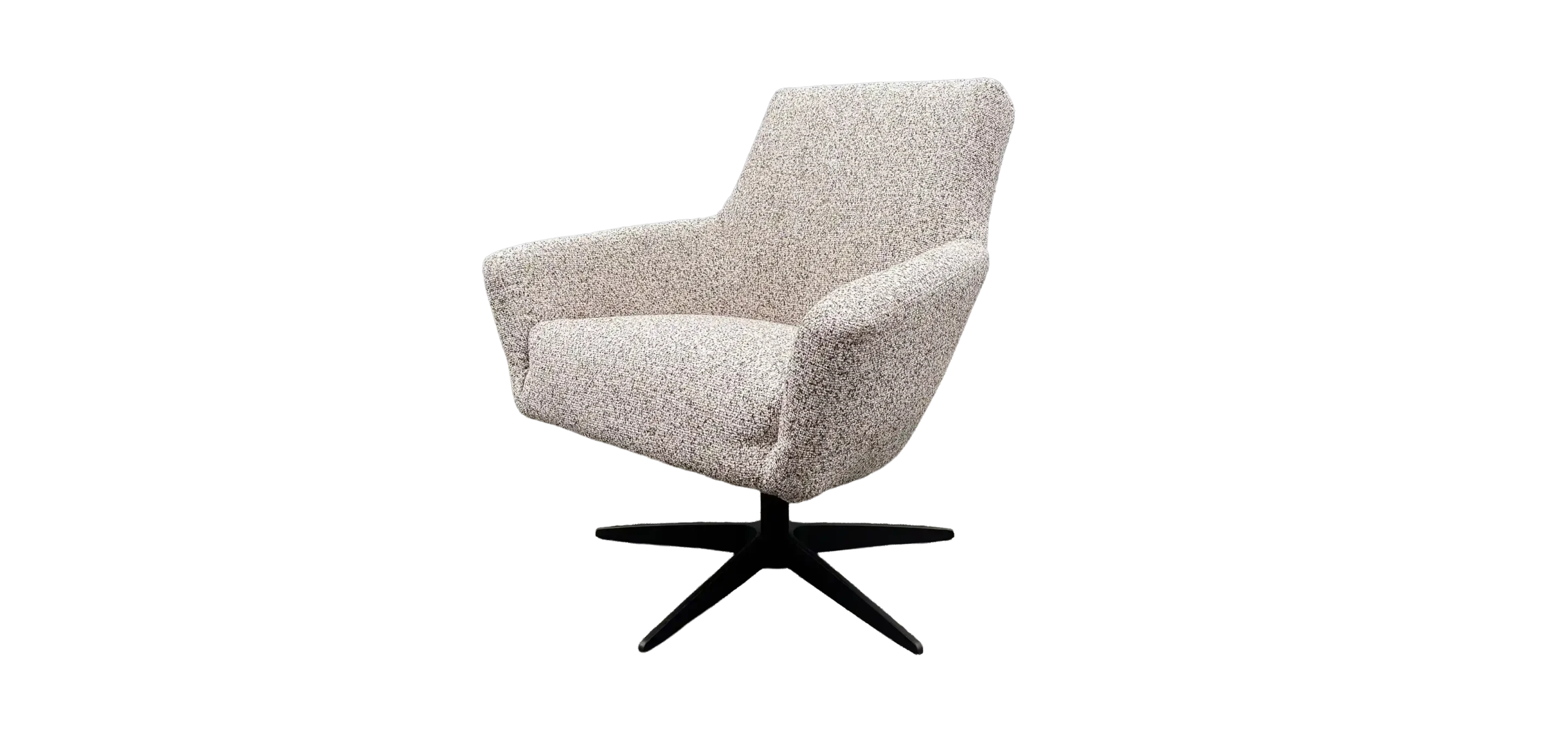 Yara fauteuil opzij Zijaanzicht draaifauteuil Yara met armleggers, beige stof